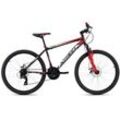 Mountainbike KS CYCLING "Xtinct" Gr. 46, schwarz (schwarz, rot), Fahrräder, 46cm, 26 Zoll (66,04cm), für Herren, Kettenschaltung