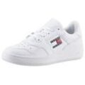 Plateausneaker TOMMY JEANS "TJW RETRO BASKET ESS" Gr. 37, weiß Damen Schuhe Freizeitschuh, Halbschuh, Schnürschuh mit seitlicher Logoflagge