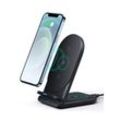 AUKEY LC-A2-Bla Aircore Series 2-in-1 Wireless Charging Stand, schwarz Drahtloses Ladegerät Qi