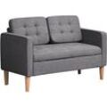 2 Sitzer Sofa, Couch mit Stauraum, Holzbeine, Gepolsterter Polstersofa, Doppelsofa mit Samtoptik für Wohnzimmer, Schlafzimmer, 117x 62 x 78 cm, Grau