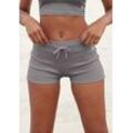 LASCANA ACTIVE Shorts grau Gr. S (36/38) für Damen. Mit Logodruck, Bindeband. Bequem. Nachhaltig.