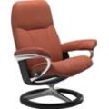 Relaxsessel STRESSLESS "Consul" Sessel Gr. Leder PALOMA, Signature Base Schwarz, BalanceAdapt™-Plus™System-Gleitsystem-Relaxfunktion-Drehfunktion-Kopfstützenverstellung-Rückteilverstellung, B/H/T: 78 cm x 97 cm x 70 cm, rot (henna paloma) mit Signature Base, Größe S, Gestell Schwarz