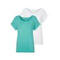 T-Shirt VIVANCE Gr. 40/42, grün (mint, creme) Damen Shirts mit elastischem Saumabschluss aus Viskose-Elasthan-Qualität