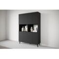 Highboard INOSIGN "PHUKET", schwarz (graphite schwarz matt, graphite schwarz matt mdf), B:120cm H:168cm T:39cm, ABS-Kunststoff, FSC-zertifizierter Holzwerkstoff, MDF, Spanplatte, Kunststoff, Sideboards, Moderne Hochkommode ohne Griffe mit 10 Fächern, Breite 120 cm