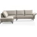 Ecksofa TRENDMANUFAKTUR "Glamour, aktuelle Formensprache, L-Form, mit hochwertigem Kaltschaum" Sofas Gr. B/H/T: 313cm x 86cm x 232cm, Samtoptik-Struktur grob, langer Schenkel rechts, grau (cloud gray-quiet grey) höhenverstellbarer Armlehne, Wendekissen für tollem Sitzkomfort