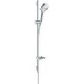 Brausegarnitur HANSGROHE "Raindance Select E" Brausegarnituren silberfarben (chrom) 12cm, wassersparend, Duschstange 90cm und Seifenschale