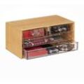 Relaxdays - Make Up Organizer Bambus, 4 Schubladen, hbt: 11x23,5x15 cm, Schminkaufbewahrung & Schmuck, natur/transparent