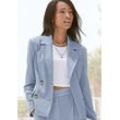 Kurzblazer LASCANA Gr. 34, blau (hellblau) Damen Blazer mit doppelreihigem Knopfverschluss, Damenblazer, sportlich-elegant