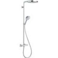 Duschsystem HANSGROHE "Raindance Select S", silber (chrom), Metall, Brausegarnituren, 24cm, mit Thermostat, chrom