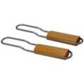 Mucola - 2 x Edelstahl Handgriff 24CM Grillgitter Grillroste Holzgriff Grillzubehör Griff