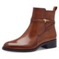 Stiefelette TAMARIS, Damen, Gr. 37, braun (cognac used), Glattleder, klassisch, Schuhe, Blockabsatz, Businessschuh, Ankleboots mit T-Logoverszierung