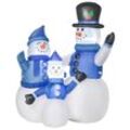 Schneemann Familie Selbstaufblasbare Dekoration LED mit Gebläse Blau L100 x B55 x H120 cm