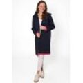 Strickjacke ZWILLINGSHERZ Gr. S/M, blau (navy), Damen, Strick, Obermaterial: 50% Viskose, 27% Polyester, 23% Nylon, unifarben mit Farbeinsatz, Strickjacken, mit kontrastfarbenem Hingucker-Besatz