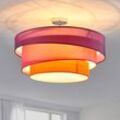 Lindby Deckenlampe Melia, violett/pink/orange, Textil, Ø56cm