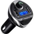 Odipie - Bluetooth-FM-Transmitter, Autoradio-Adapter, Freisprecheinrichtung, MP3-Player mit Mikrofon, kabelloses Autoladegerät mit 2 USB-Anschlüssen