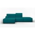 Ecksofa EGOITALIANO "Babouche, Designsofa mit außergewöhnlichem Sitzkomfort zum Wohlfühlen" Sofas Gr. B/H/T: 287cm x 80cm x 98cm, Luxus-Microfaser BLUSH, Recamiere links, blau (teal)