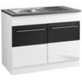 Spülenschrank KOCHSTATION "KS-Trient", grau (weiß, anthrazit hochglanz), B:100cm H:85cm T:60cm, Schränke, 100 cm breit, inkl. Einbauspüle