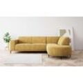 Ecksofa ANDAS "Vorby", gold (brass), B:252cm H:80cm T:223cm, 90% PES, 10% Nylon, Sofas, L-Form, Breite 252 cm, weicher Chenille-Stoff, schwarze Metallfüße