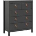 Kommode HOME AFFAIRE "Madrid, Aufbewahrung, Schubladenschrank, Stauraum", schwarz (schwarz matt), B:82,1cm H:98,9cm T:38,4cm, Spanplatte, Sideboards, mit 5 Schubladen, Breite 82 cm, Höhe 99 cm