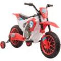 Kinder Elektro-Motorrad Kindermotorrad 12V Kinderfahrzeug Elektrofahrzeug mit 2 abnehmbaren Stützrädern für Kinder ab 3 Jahre pp Metall Rot+Weiß