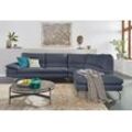 Ecksofa CALIA ITALIA "Dave, italienisches Designsofa L-Form, erstklassiger Sitzkomfort", blau (dunkelblau), B:297cm H:87cm T:97cm, Leder BULL - 100% Leder, Leder SORRRENTO - 100% Leder, Sofas, Ottomane wahlweise links oder rechts, in zwei tollen Lederqualitäten