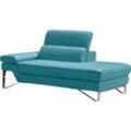 Ottomane EGOITALIANO "Princess, elegantes Designsofa mit erstklassigem Sitzkomfort", blau (türkis), B:177cm H:95cm T:108cm, Leder CAREZZA (echtes Rindsleder) ist ein Naturleder, dass die ursprünglichen Eigenschaften der Haut nicht verändert. Das Vorhandensein von verheilten Narben, Körnungsunterschiede, Falten, Adern, Unterschiede in den Farbtönen und andere Spuren, die die Natur auf diesen Fellen