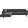 Ecksofa FLEXLUX "Bolzano Designsofa, bequem durch Kaltschaum im Sitz, L-Form", grau (dervit grau), B:262cm H:61cm T:222cm, 100% Polyester, Sofas, lose Sitz -& Rückenkissen, hohe Füße