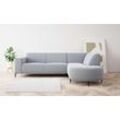 Ecksofa ANDAS "Vorby", grau (ashgrau), B:252cm H:80cm T:223cm, 90% PES, 10% Nylon, Sofas, L-Form, Breite 252 cm, weicher Chenille-Stoff, schwarze Metallfüße