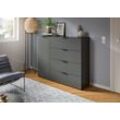 Kommode INOSIGN "Raio, Breite 135 cm, 1 Tür, 4 Schubkästen, Oberboden mit Glasplatte" Sideboards Gr. B/H/T: 135cm x 112cm x 40cm, schwarz (anthrazit nachbildung) Anrichte, Sideboard, Highboard, Schrank