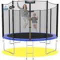 KINETIC SPORTS Trampolin Outdoor SALTO Ø 183/244/305/366/400/430/490 cm - Kindertrampolin Set mit Leiter, Netz, Randpolster, USA Sprungtuch - Gartentrampolin, bis zu 160kg Blau Ø 244 cm Ø 244 cm, Blau