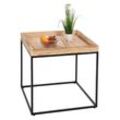 Beistelltisch MCW-K71, Kaffeetisch Couchtisch Tisch, Paulownia-Holz Metall 60x60x60cm ~ naturfarben