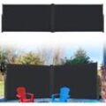 Aufun - Seitenmarkise Ausziehbar 160 x 600 cm Doppel Sonnenschutz aus Polyester Sichtschutz Windschutz Markise für Balkon Terrasse Garten, Anthrazit