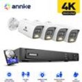 Annke - 4K Überwachungskamera Set Aussen, 8CH nvr 4×Kamera Intelligente Dual Licht,2 Wege Audio,Nachtsicht,Bewegungserkennung, Videoüberwachungs Set