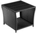 Polyrattan Beistelltisch mit wpc Tischplatte 45x45x40cm 80kg Belastbarkeit Wetterfest Outdoor Garten Terrasse Balkon Tisch Gartenmöbel schwarz