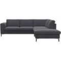 Ecksofa FLEXLUX "Fiore, L-Form" Sofas Gr. B/H/T: 241cm x 85cm x 225cm, Chenille, Ottomane rechts, grau (dervit grau) breite Armlehnen, Füße Aluschwarz, BT 241225 cm, Kaltschaum im Sitz