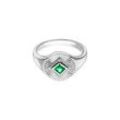 Emerald Signet Ring Silver