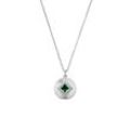 Emerald Coin Necklace Silver