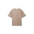 TOM TAILOR Herren T-Shirt in Melange-Optik, beige, Meliert, Gr. 48