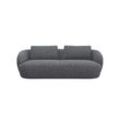 3-Sitzer FLEXLUX "Torino, rund, Couch, Dreisitzer", grau (forrest grau), B:217cm H:85cm T:102cm, 100% Polyester, Sofas, Modernes, organisches Sofa-Design, Kaltschaum, Wellenunterfederung