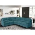 Ecksofa EGOITALIANO "Doris, modernes Designerecksofa in hochwertigen Microfaserqualitäten", blau (teal), B:266cm H:90cm T:246cm, Luxus-Mikrofaser BLUSH (100% Polyester) ist ein innovatives Mikrofasergewebe mit wasser- und fleckenabweisenden Eigenschaften. Sie verhindert das Eindringen von Flüssigkeiten und Ölen in das Textilgewebe. Mit einer neutralen Seifenlösung können Flecken von Kaffee, Tee, W