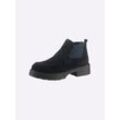 Stiefelette HEINE Gr. 35, blau (marine), Damen, Leder, Rindsleder, Veloursleder, Schuhe