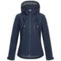 Softshelljacke DEPROC ACTIVE "PEAK CREEK WOMEN", Damen, Gr. 36 (S), blau (navy), 96% Polyester; 4% Elasthan, sportlich, körpernah, Langarm gerader Abschluss mit Gummizug, Jacken, mit abnehmbarer Kapuze