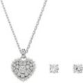 Ohrring und Ketten Set SWAROVSKI "Schmuckset Multipack Schmuck Geschenk Hyperbola Herz, 5684383" Schmuck-Sets silberfarben (metallfarben, kristallweiß, kristallweiß) Damen mit Swarovski Kristallen