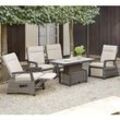 Gartenlounge-Set SIENA GARDEN "Corido" Sitzmöbel-Sets Gr. B/H/T: 87cm x 103cm x 73cm, Rücken verstellbar, grau (charcoal grey, matt anthrazit) bestehend aus 4 Sesseln und Auflagen