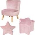 Kindersitzgruppe ROBA "Lil Sofa" Sitzmöbel-Sets Gr. Samt, bunt (rosa, mauve) Kinder bestehend aus Kindersessel, Kinderhocker und Dekokissen in Sternform