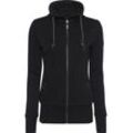 Sweatjacke RAGWEAR "RYLIE ZIP O" Gr. XS (34), schwarz (1010 schwarz), Damen, Obermaterial: 65% Baumwolle, 35% Polyester, unifarben, kontrastfarbene Details, Sweatjacken, Jacke mit extra breiten Bündchen