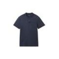 TOM TAILOR Herren Poloshirt mit Logo Stickerei, blau, Uni, Gr. S