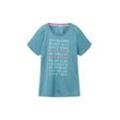 TOM TAILOR Damen Atmungsaktives T-Shirt, blau, Print, Gr. M