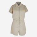 Beigefarbener Playsuit mit Kragen