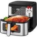 Joeais - Heißluftfritteuse 9,7L/8L Ohne Öl Air Fryer 1600W Heizluft Fritteuse led Touchscreen Airfryer Einstellbare Zeit/Temperaturregelung für